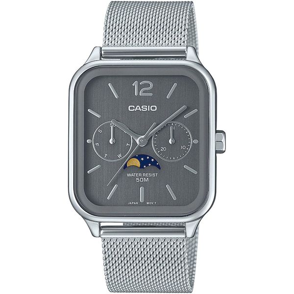 Quarzuhr, Silber (Silberfarben, Anthrazit), Casio Timeless Collection, Armbanduhren, Damen, Quarzuhr, Armbanduhr, Herrenuhr, Damenuhr, Datum, Mondphase, Edelstahlarmband-image