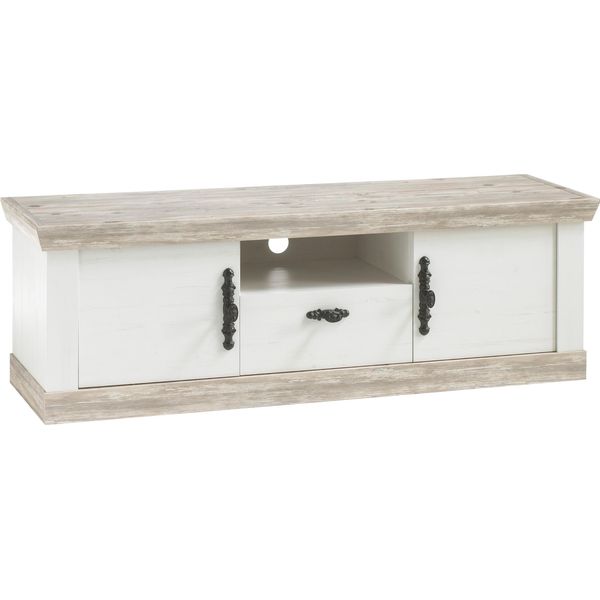 Lowboard Home Affaire "Florenztv-Board, Tv-Schrank", Weiß (Pinie Weiß), B:156Cm H:51Cm T:44Cm, Sideboards, Lowboard, Im Romantischen Landhaus-Look, Fernsehtisch Breite 156 Cm-image