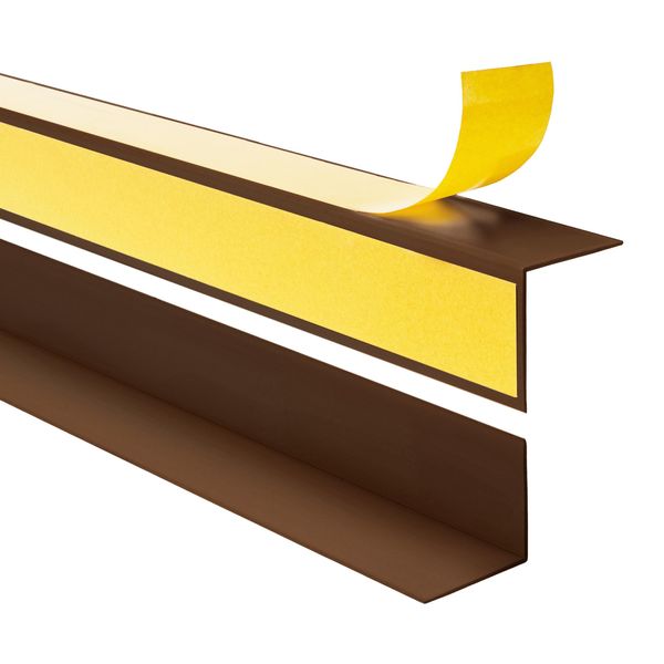 Quest Profilo Angolare Decorativo In Pvc 25X25 Mm, 1,5 M Incollato All'esterno, Protezione Dei Bordi, Marrone-image