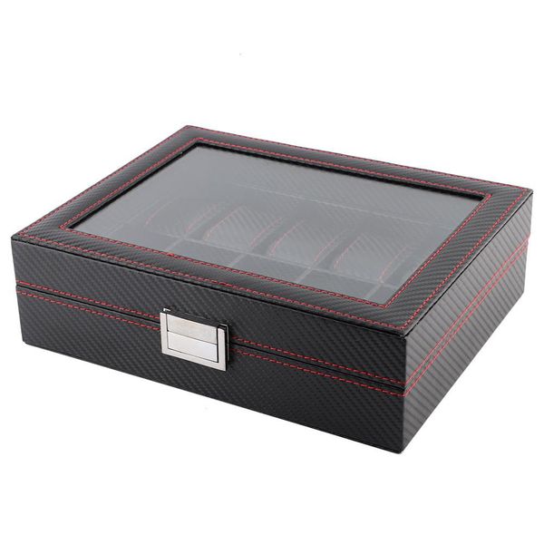 Scatola Per Orologi, Scatola Per Orologi A 10 Scomparti, Custodia Per Orologi, Custodia Da Viaggio Per Orologi, Scatola Per Orologi In Fibra Di Carbonio-image