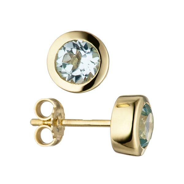 Paar Ohrstecker Jobo "Ohrringe Mit Blautopas", Gold (Gelbgold 333), Ohrringe, Damen, 6,8Mm, Gelbgold 333, Rund 333 Gold-image