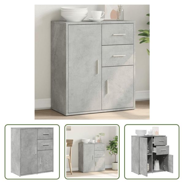 The Living Store Credenza Cemento Grigio 60X31X70 Cm Materiale Legno-image