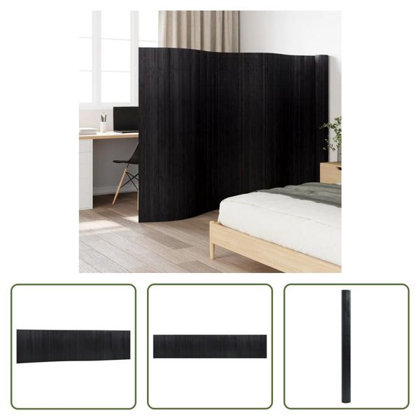 The Living Store Paravent Schwarz 165X800 Cm Bambus-image