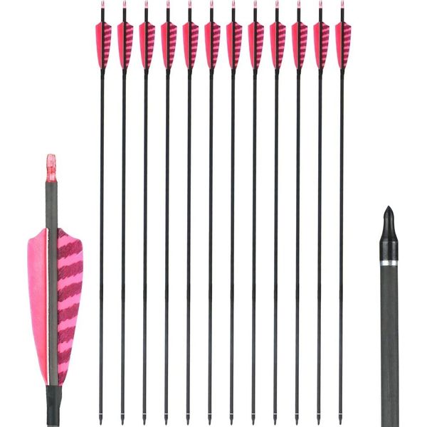 Frecce In Carbonio Puro Per La Costruzione Di Archi, Lunghezza 32", Punta Intercambiabile, 12 Pezzi - Rosa"-image