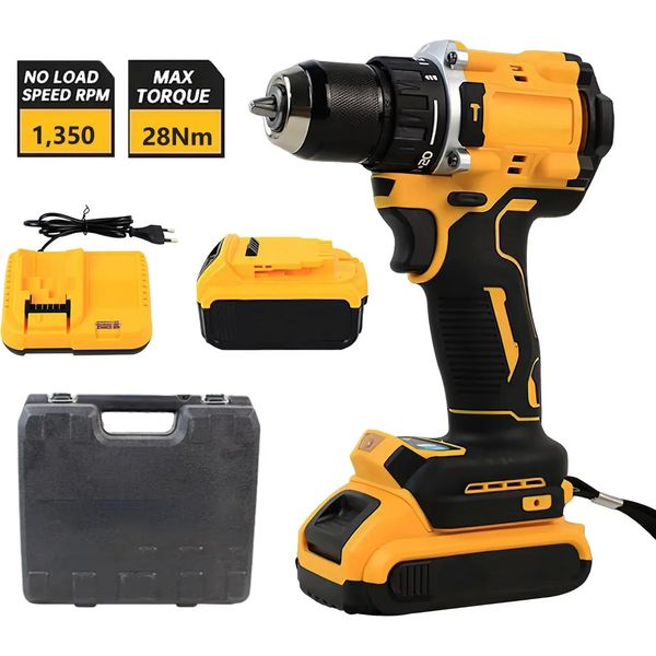 Trapano Elettrico A Batteria Senza Spazzole, Velocità Di 1350 Giri/Min, Coppia Di 28 Nm, Con Batteria 1X, Con Batteria 1X-image