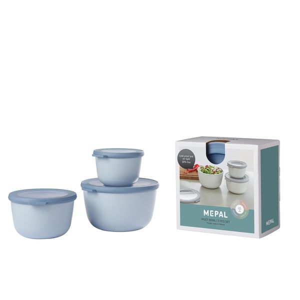 Mepal 106231015700 Mepal Frischhaltedosen-Set Cirqula 8,5/10,0/11,5 Cm Hoch Nordic Blue 0,5/1,0/2,0 L, 1 Set-image