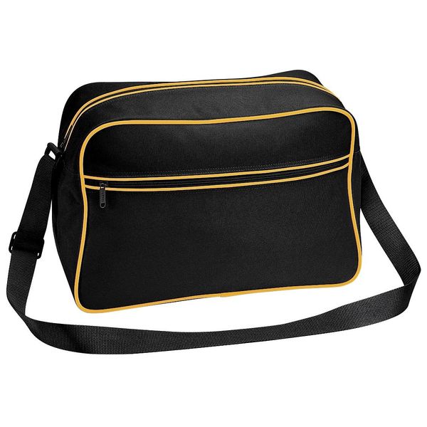 Bagbase Borsa A Tracolla Retrò Con Tracolla Regolabile, 18 Litri BC1302 (Taglia Unica) (Nero/Oro)-image