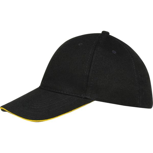 Sols Cappello Da Baseball Unisex Buffalo PC372 (Taglia Unica) (Nero/Giallo)-image
