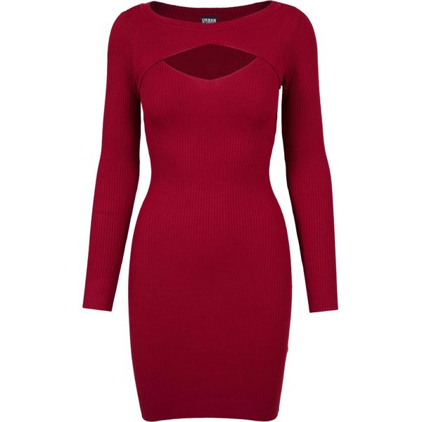 DáMské šAty Urban Classics Ladies Cut Out Dress Bordeaux - M-image
