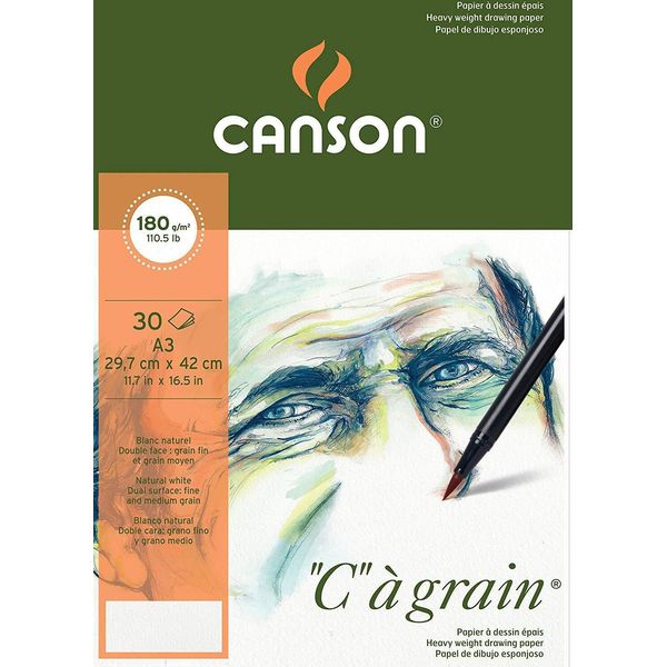 Canson C400060578 Canson Blocco Carta Da Disegno "C"" A Grana, Din A3, 180 G/M²"-image