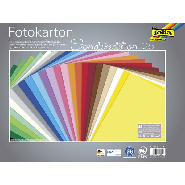 Folia 61/25 99 Folia Cartoncino Fotografico, (L)500 X (A)700 Mm, 300 G/M², Assortiti-image
