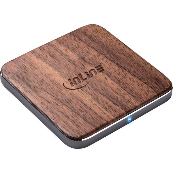 Inline® Qi Woodcharge, Caricatore Rapido Wireless, Ricarica Wireless Per Smartphone, 5/7,5/10W-image