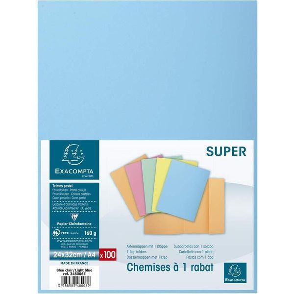 Cartella Exacompta Super 160 Din A4 Azzurro 100 Copertine Per Fascicoli-image