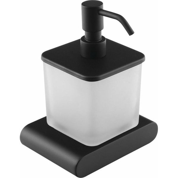 Sapho Flori - Distributore Di Sapone Con Supporto, Vetro Lattiginoso/Nero Opaco RF019/15-image