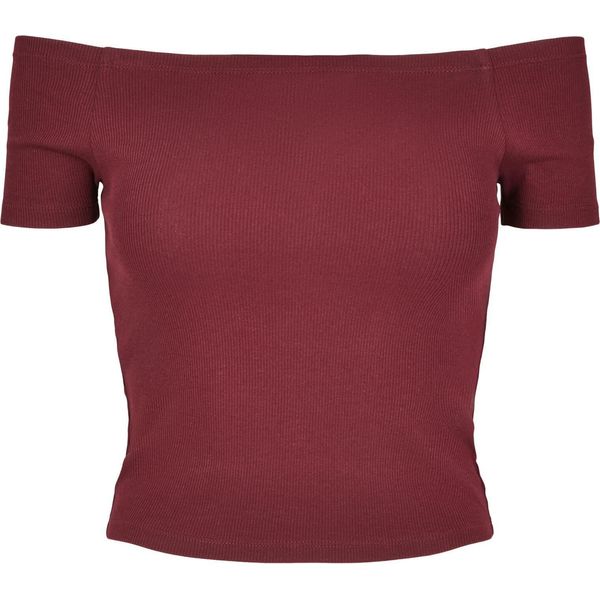 Urban Classics Camicia Femminile Donna Off Shoulder Rib Tee Redwine-M-image