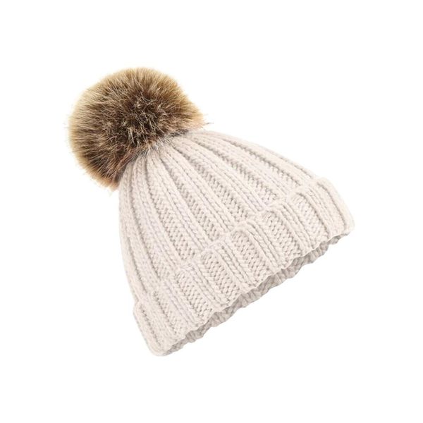 Cappello A Maglia Unisex Beechfield Con Pompon RW5283 (Taglia Unica) (Bianco Naturale)-image