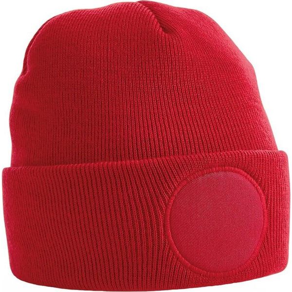 Beechfield Unisex Circle Patch Beanie RW7304 (Taglia Unica) (Rosso)-image