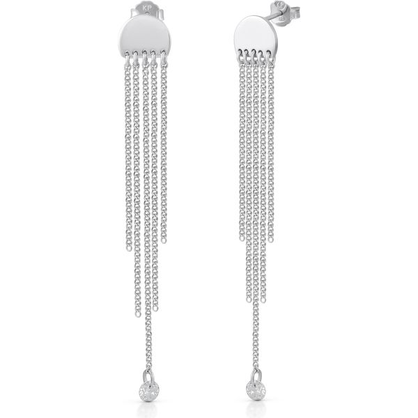 Orecchini In Argento 925/- Rodiato 7,0 Cm Di Zirconi-image