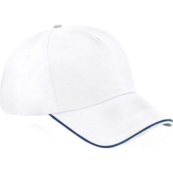 Berretto Da Baseball Beechfield Unisex Authentic 5 Panel Per Adulti BC4640 (Taglia Unica) (Bianco/Navy)-image