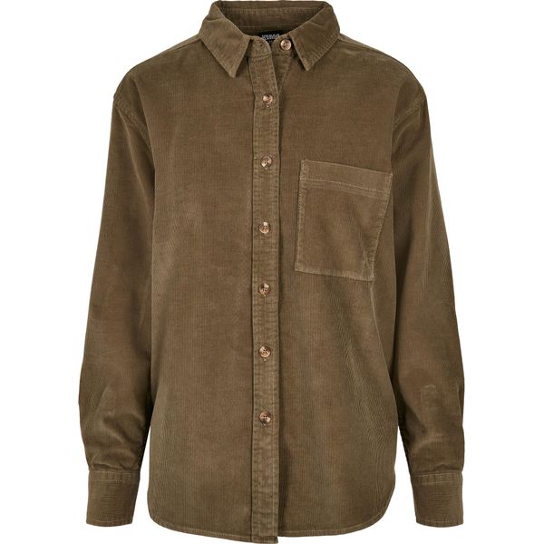 Urban Classics Camicia Femminile Camicia Da Donna In Velluto A Coste Oversize Olive-3Xl-image