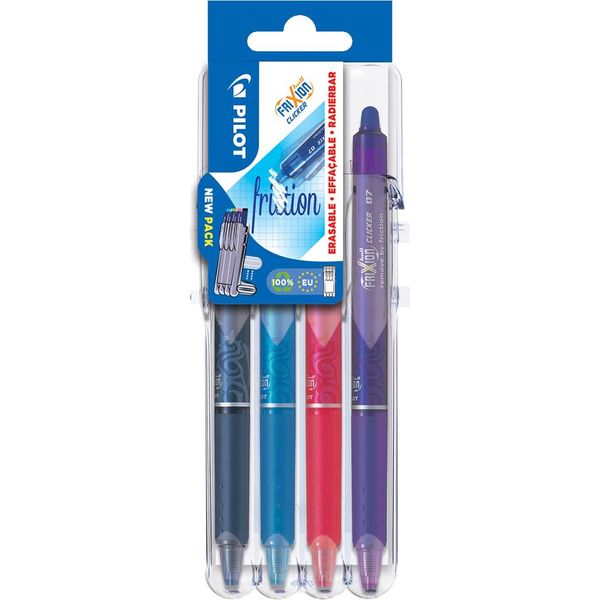 Pilota Rollerball Frixion Ball Clicker 07 Set2Go 4Er Etui Nero Blu Rosa Viola Azzurro-image