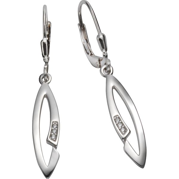 Orecchini In Argento 925/- Rodiato 3,9 Cm Di Zirconi-image