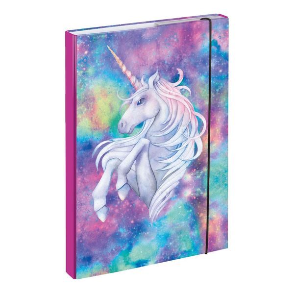 Baagl Scatola Porta Quaderni Per Cartella A4 - Cartella Per Bambini Con Elastico E Alette Interne - Cartella Porta Quaderni, Cartella Con Elastico Per Bambine (Unicorno)-image