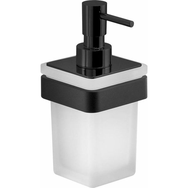 Sapho Gedy Samoa - Distributore Di Sapone Con Supporto, Vetro Satinato/Nero Opaco A88114-image