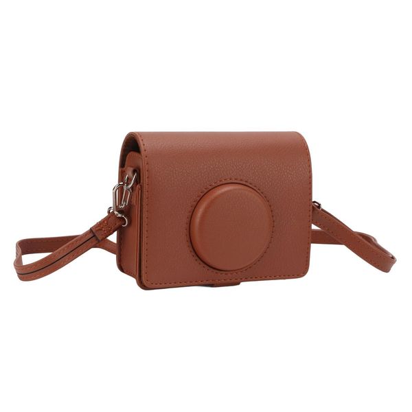 Borsa Fotografica Alla Moda In Finto Cuoio Con Tracolla Per Fotocamera Fuji Instax Mini Evo, Marrone-image
