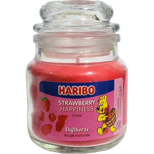 Candela Profumata Haribo Strawberry Happiness Mini, Candela In Vetro, Profumo Di Fragola, 85 G-image