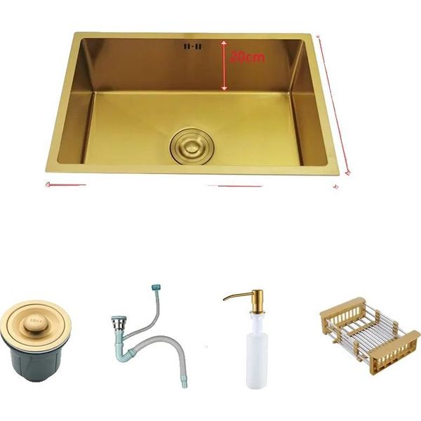 Lavello Da Cucina Golden, Materiale Acciaio Inox, Lavello Singolo Spazioso, 60X40Cm A-image