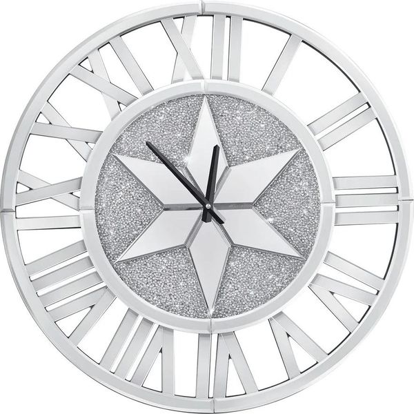 Orologio Da Parete, Movimento Al Quarzo Silenzioso, Elegante Design A Specchio Argentato, Argento, 60 Cm (24 Pollici)-image