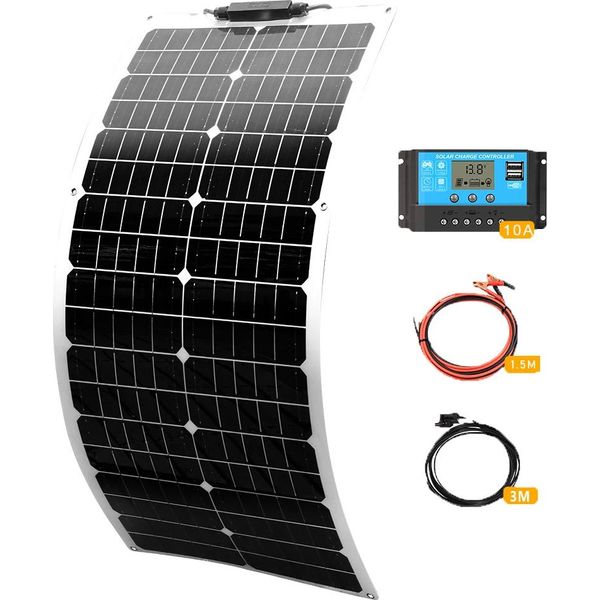 Pannello Solare Monocristallino Flessibile, Alta Efficienza, Design Resistente, 50W Kit Bianco-image