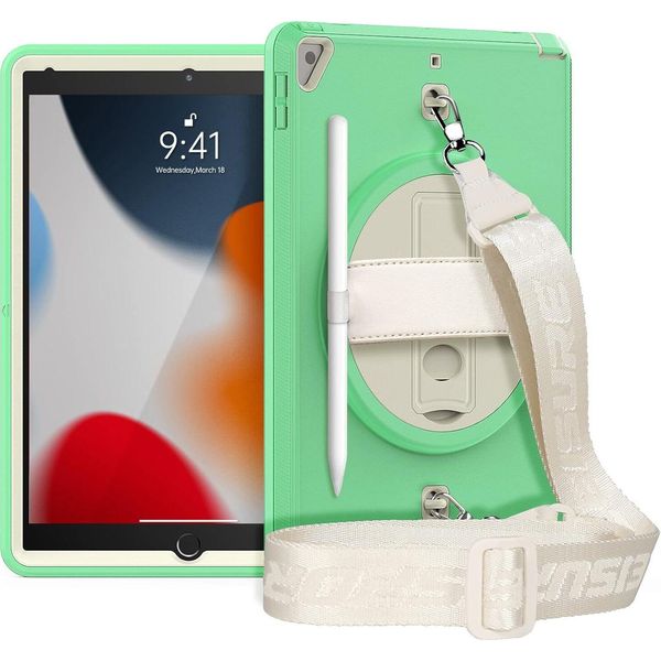 Custodia Per Ipad 6/5 9,7" Con Supporto E Tracolla Verde"-image