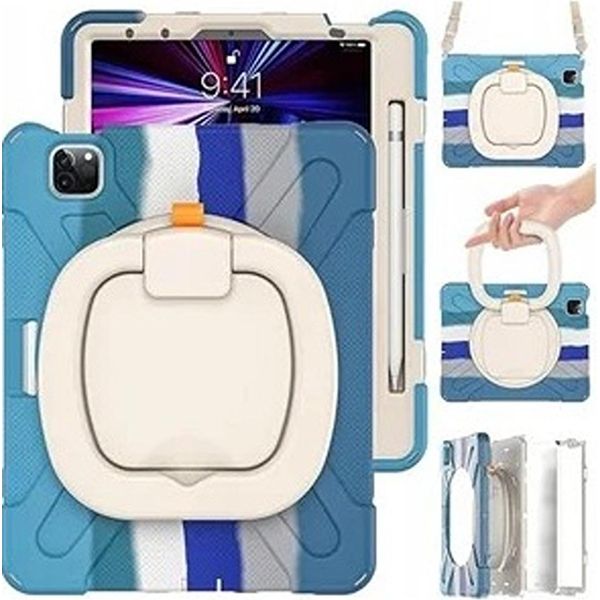 Custodia Per Ipad Pro 5/4/3 12,9" Con Supporto E Tracolla Blu"-image