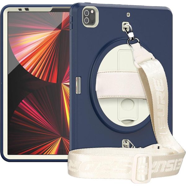 Custodia Per Ipad Pro 5/4/3 12,9" Con Supporto E Tracolla Blu Navy"-image