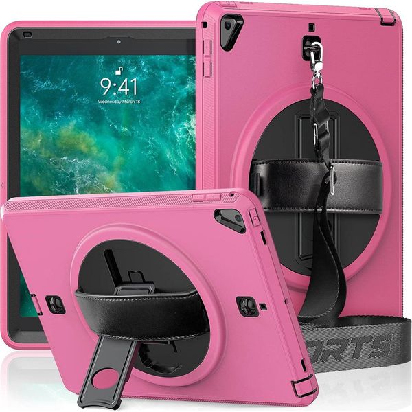 Custodia Per Ipad 10,2" (19/20/21) Con Supporto E Tracolla Rosa"-image