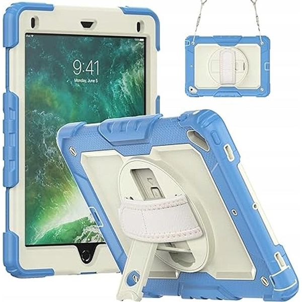 Custodia Per Ipad 6/5/Air 2 9,7" Con Supporto E Tracolla Blu"-image