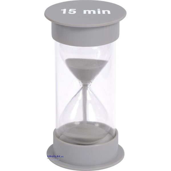 Eduplay 120602 Clessidra 15 Min, Ø 6,5 X 12,5 Cm Di Altezza, Grigio-image