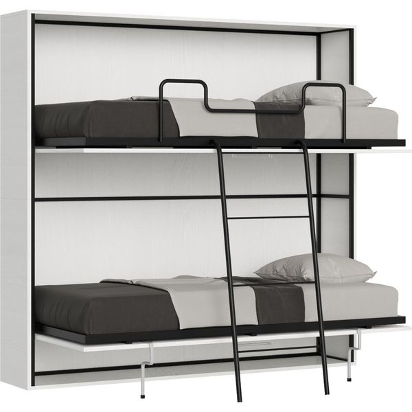 Itamoby - Letto Doppio A Scomparsa Kando Con Materassi Bianco Frassino-image