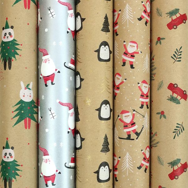 Carta Da Regalo Santas Wonderland - Carta Kraft Per Natale - 200 X 70 Cm - 5 Rotoli-image