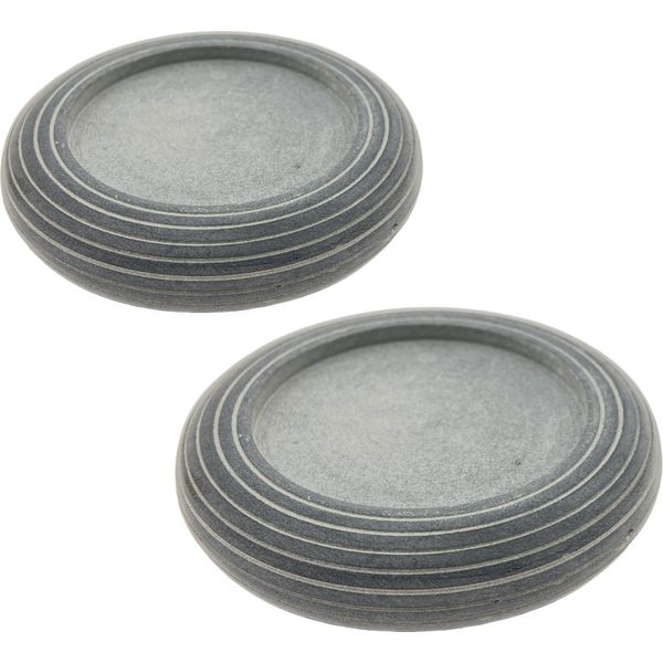 Ptmd - Portacandele Per Candele A Colonna - Pietra Ollare - Ø 12 X 2,5 Cm - 2 Pezzi-image