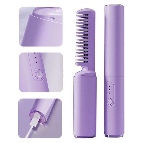 Piastra Per Capelli Portatile Pettine Per Capelli Senza Fili Ferro Arricciacapelli-image