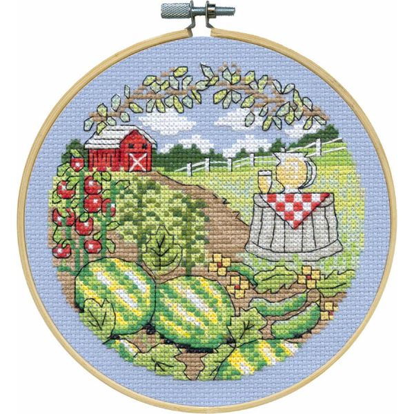 Confezione Da Ricamo A Punto Croce Design Works Con Cerchio Da Ricamo "Summer"", Schema Di Conteggio, Diam. 15 Cm"-image