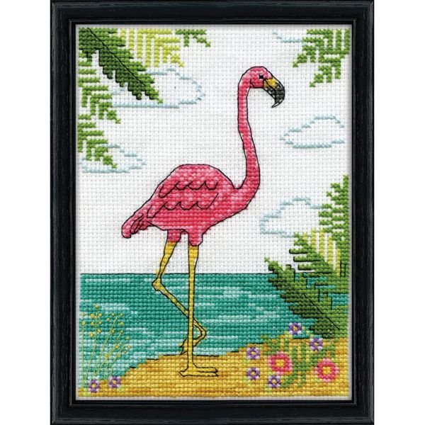 Kit Per Ricamo A Punto Croce Design Works "Flamingo"", Schema Contato, 13X18 Cm"-image