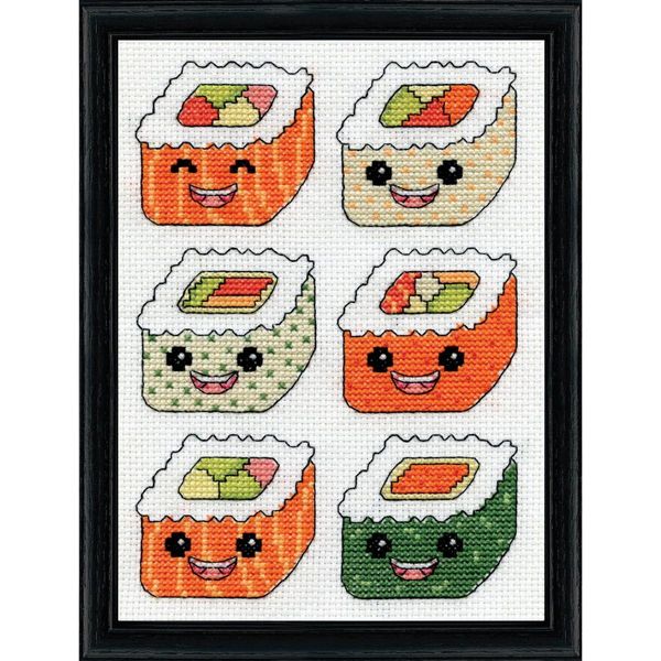 Kit Per Ricamo A Punto Croce Design Works "Happy Sushi"", Schema Contato, 13X18 Cm"-image