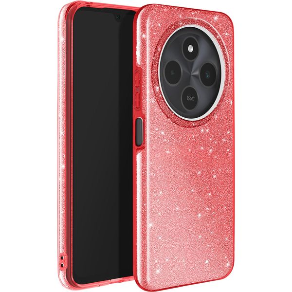 Avizar, Custodia Glitterata Per Xiaomi Redmi 14C Antiurto Scintillante, Rosso-image