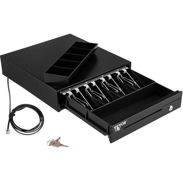 Cassetto Per Contanti Da 13 Pollici - 3 Vie Di Rilascio - Connessione RJ11/RJ12 - 4 Scomparti Per Banconote E 5 Scomparti Per Monete - Negozio Di Alimentari Banca Ufficio Caffè Supermercato Bar-image
