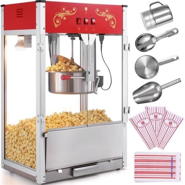 Macchina Per Popcorn - Macchina Per Popcorn 1615W - Macchina Per Popcorn Da 16 Oz - Macchina Per Popcorn Rossa - Ideale Per Feste E Spuntini-image