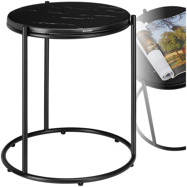Tectake® Beistelltisch, Platte In Marmoroptik, Kein Aufbau, 43 X 43 X 50,5 Cm-image